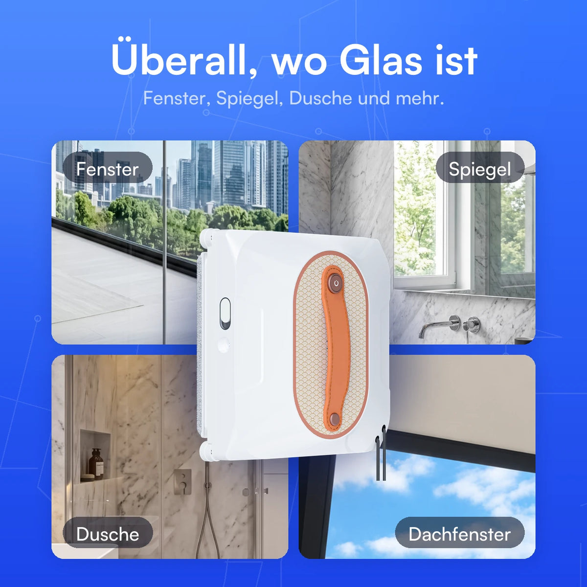 Fenster, Glastüren, Duschkabinen, Spiegel, Glasgeländer: überall, wo die Fläche glatt ist.