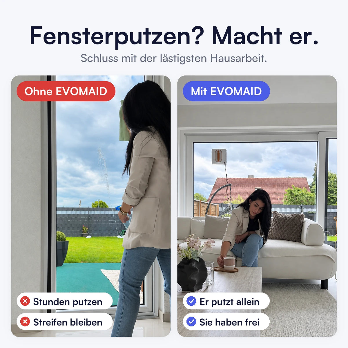 Derselbe Blick, einmal mit und einmal ohne Roboter: Die Wirkung von sauberem Glas wird meist unterschätzt.