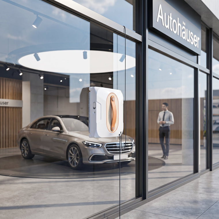 EVOMAID S3 Ultra im Einsatz an einer Glasfläche – Anwendungsbereich Autohäuser